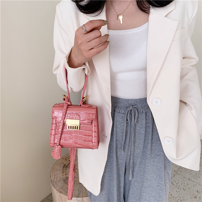 Mini PU Leather Crossbody Bags for Women 2021 Summer Stone Pattern Shoulder Simple Handbag Female Tote Handbags